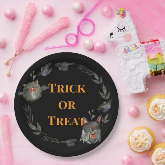 ハッピーハローウィン衣装パーティーこうもり ペーパープレート (パーティー)