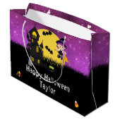 ハッピーハローウィン衣装パーティーウィッチパープル ラージペーパーバッグ (裏面アングル)