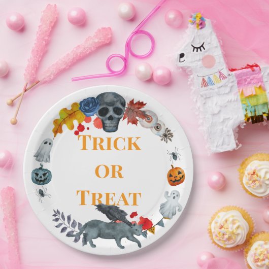 ハッピーハローウィン衣装パーティーカボチャと幽霊たち ペーパープレート (パーティー)