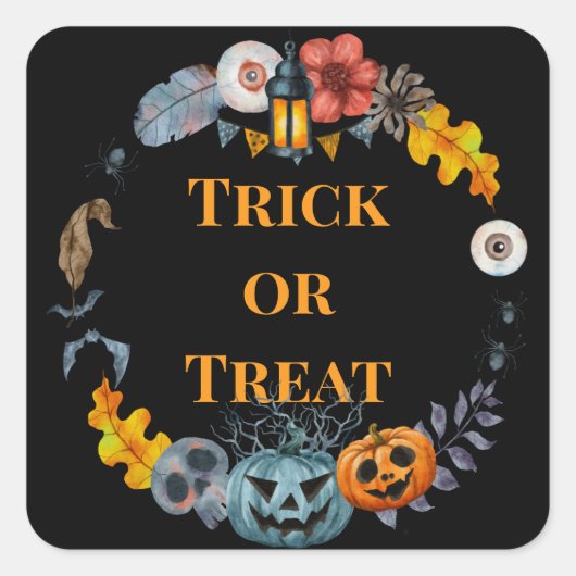 ハッピーハローウィン衣装パーティーカボチャ スクエアシール (正面)