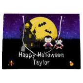 ハッピーハローウィン衣装パーティーヴァンパイアパープル ラージペーパーバッグ (正面)