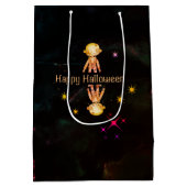 ハッピーハローウィン衣装パーティー魔女 ミディアムペーパーバッグ (裏面)