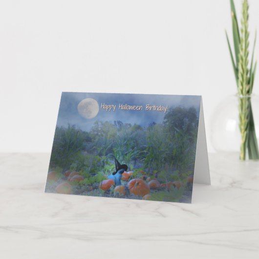 ハッピーハローウィン誕生日かわいい猫カード カード (正面)