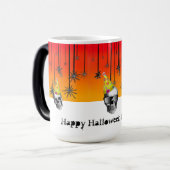 ハッピーハローウィン誕生日スカルとパーティー帽子 モーフィングマグカップ (正面左)