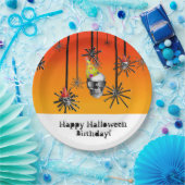 ハッピーハローウィン誕生日スカルのパーティー帽子 ペーパープレート (パーティー)