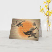 ハッピーハローウィン誕生日魔女 カード (黄色い花)