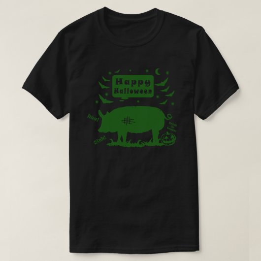 ハッピーハローウィン豚 Tシャツ (デザイン正面)
