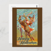 ハッピーハローウィン踊りジェスターマスカレードヴィンテージ ポストカード (正面/裏面)