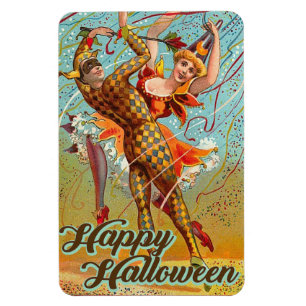 ハッピーハローウィン踊りジェスターマスカレードヴィンテージ マグネット