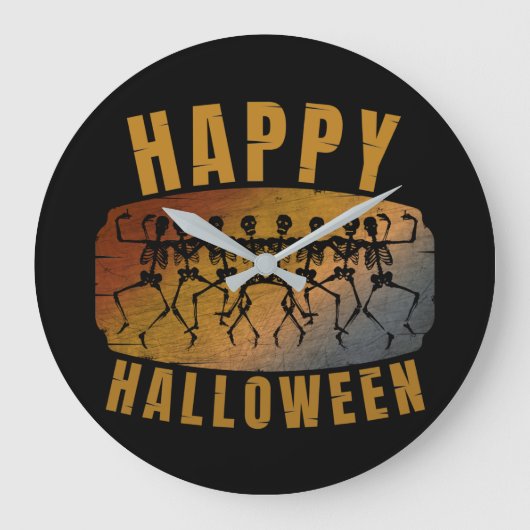 ハッピーハローウィン踊り骨格 ラージ壁時計 (正面)