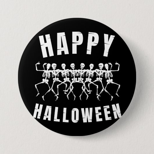 ハッピーハローウィン踊り骨格 缶バッジ (正面)