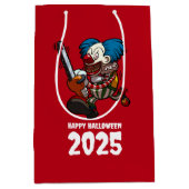ハッピーハローウィン追加ザイヤー熱狂するチェーンソーピエロ ミディアムペーパーバッグ (正面)