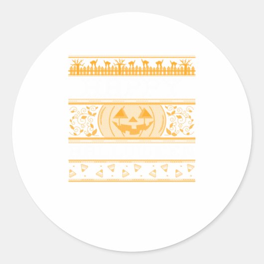 ハッピーハローウィン醜いターデザインカボチャ ラウンドシール (正面)