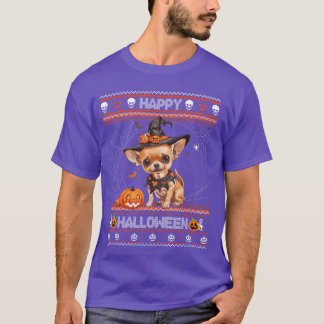 ハッピーハローウィン醜いチワフアホワウインパンプキンD Tシャツ