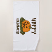 ハッピーハローウィン面白いハロウィーンの衣装 ビーチタオル (正面)