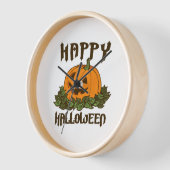 ハッピーハローウィン面白いハロウィーンの衣装 壁時計 (傾斜)