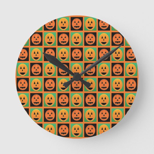 ハッピーハローウィン顔 ラウンド壁時計 (正面)