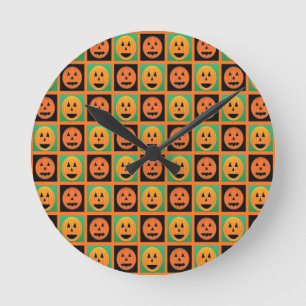 ハッピーハローウィン顔 ラウンド壁時計