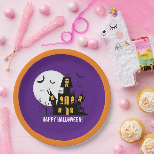 ハッピーハローウィン飛んでいるこうもり不気味ハ幽霊のよく出るウス ペーパープレート (パーティー)