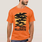 ハッピーハローウィン飛んでいるこうもり Tシャツ (正面)
