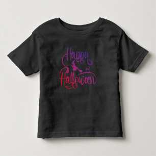 ハッピーハローウィン飛んでいるグラディエントTシャツ トドラーTシャツ
