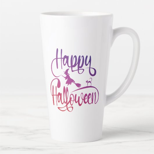 ハッピーハローウィン飛んでいる勾配魔猫 カフェラテマグ (右)