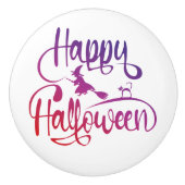 ハッピーハローウィン飛んでいる勾配魔猫 セラミックノブ (正面)