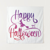 ハッピーハローウィン飛んでいる勾配魔猫 タペストリー (正面)