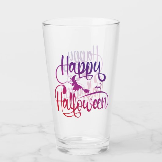 ハッピーハローウィン飛んでいる勾配魔猫 タンブラーグラス (正面)