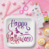 ハッピーハローウィン飛んでいる勾配魔猫 ペーパープレート (パーティー)