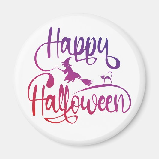 ハッピーハローウィン飛んでいる勾配魔猫 マグネット (正面)