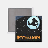 ハッピーハローウィン飛んでいる魔女とモンキー磁石 マグネット (正面/裏面)