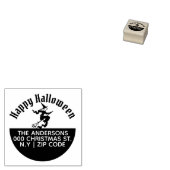 ハッピーハローウィン飛んでいる魔女差出人住所 ラバースタンプ (押印)
