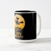 ハッピーハローウィン飛んでいる魔女 ツートーンマグカップ (正面右)