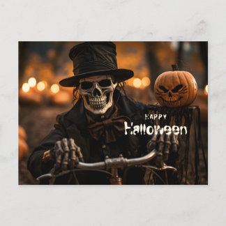 ハッピーハローウィン骨格とカボチャ ポストカード