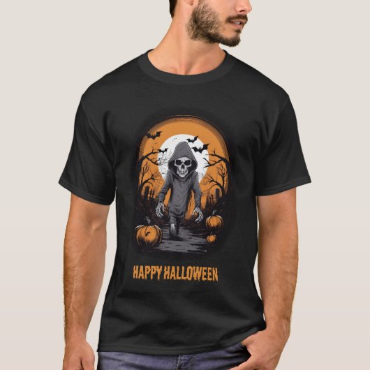 ハッピーハローウィン骨格 Tシャツ (正面)