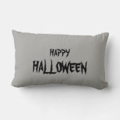 ハッピーハローウィン魔女と彼女のほうきオレンジのスロー ランバークッション (裏面)