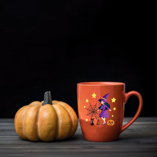 ハッピーハローウィン魔女ほうきのカボチャ コーヒーマグカップ