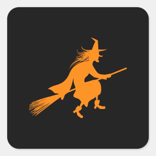 ハッピーハローウィン魔女シルエットギフト スクエアシール (正面)