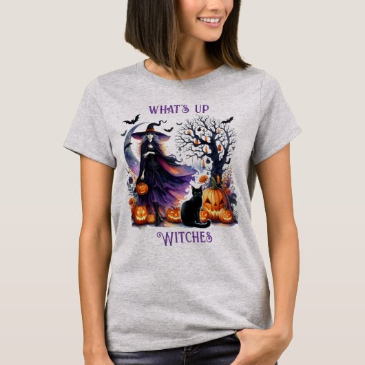 ハッピーハローウィン魔女ムーン「黒猫」 Tシャツ (正面)