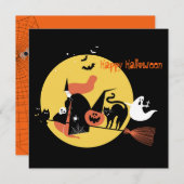 ハッピーハローウィン魔女不気味な漫画フラおもしろいット シーズンカード (正面/裏面)