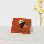 ハッピーハローウィン魔女 カード (黄色い花)