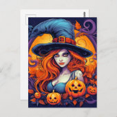 ハッピーハローウィン魔女 ポストカード (正面/裏面)