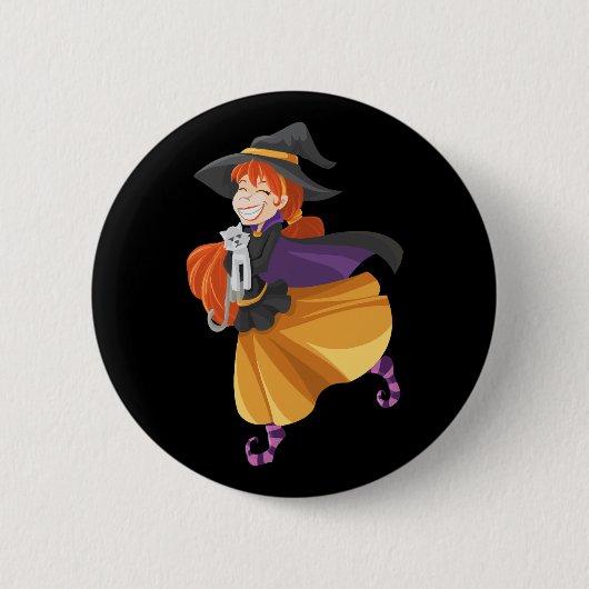 ハッピーハローウィン魔女 缶バッジ (正面)