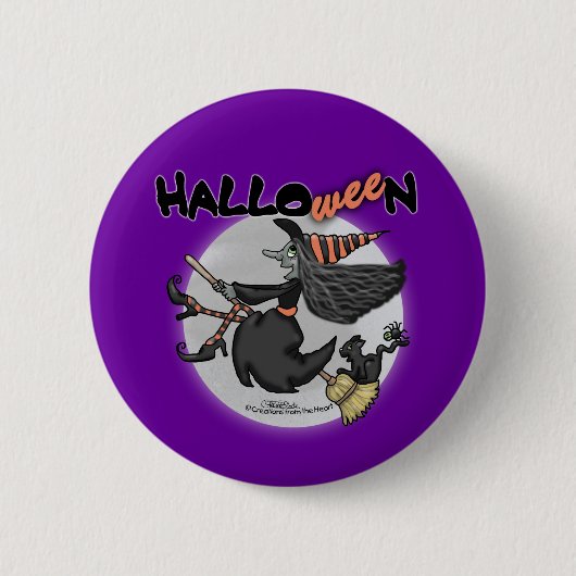 ハッピーハローウィン魔女 缶バッジ (正面)