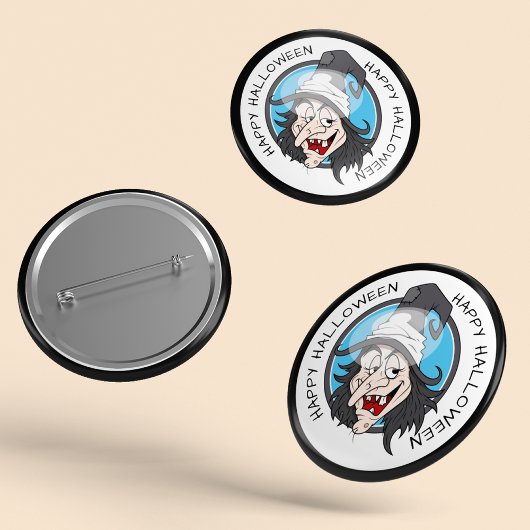 ハッピーハローウィン魔女 缶バッジ