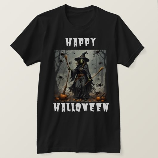 ハッピーハローウィン魔女 Tシャツ (デザイン正面)