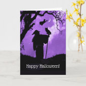 ハッピーハローウィン魔法フクロウウィッチズキャットウォーロック カード (黄色い花)