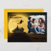 ハッピーハローウィン黒い魔女の写真 ポストカード (正面/裏面)