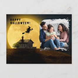 ハッピーハローウィン黒い魔女の写真 ポストカード